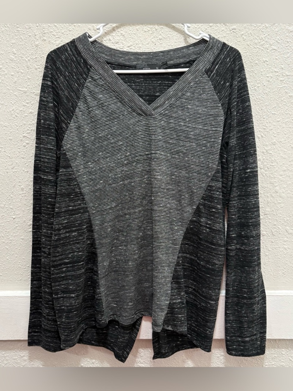 PrAna Grey and Black Long Sleeve Top Size M